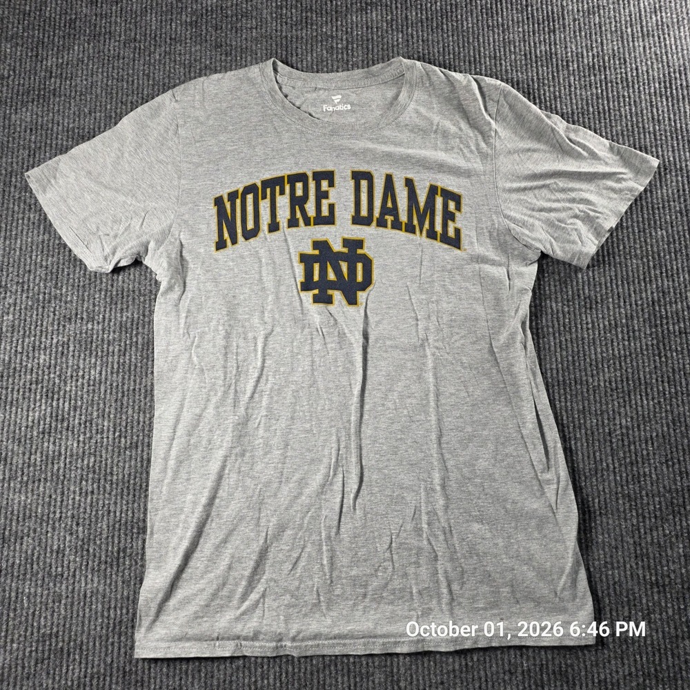 Fanatics Notre Dame Fighting Irish T-Shirt Mens Medium Gray Heather ND Logo Tee